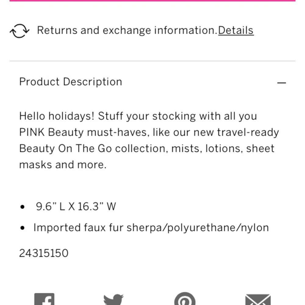 💕VS PINK DOG SHERPA HOLIDAY CHRISTMAS STOCKING - Picture 4 of 4